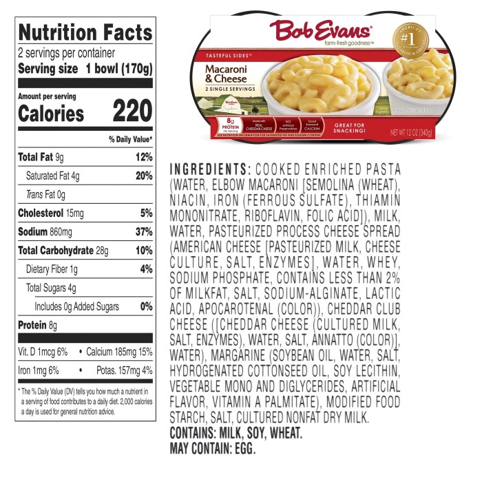 Cheese nutrition label macaroni mac borden shreds blend thick ultimate cut