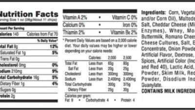 Nutrition facts doritos nacho cheese