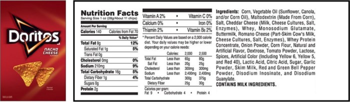 Nutrition facts doritos nacho cheese