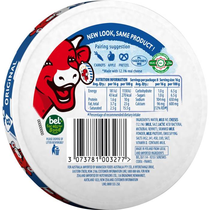 Laughing cow cheese nutrition label