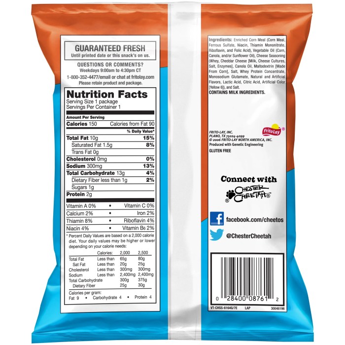 Cheetos cheese puffs nutrition facts