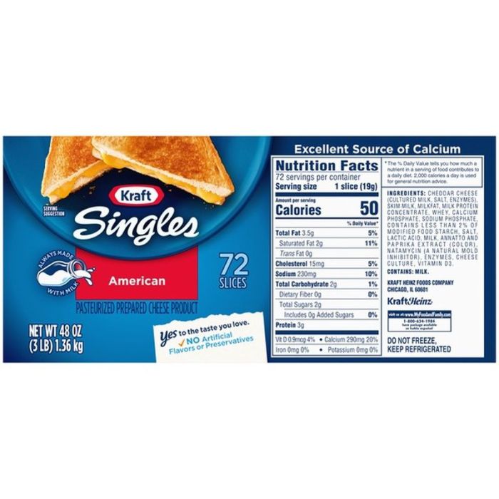 1 slice of american cheese nutrition facts